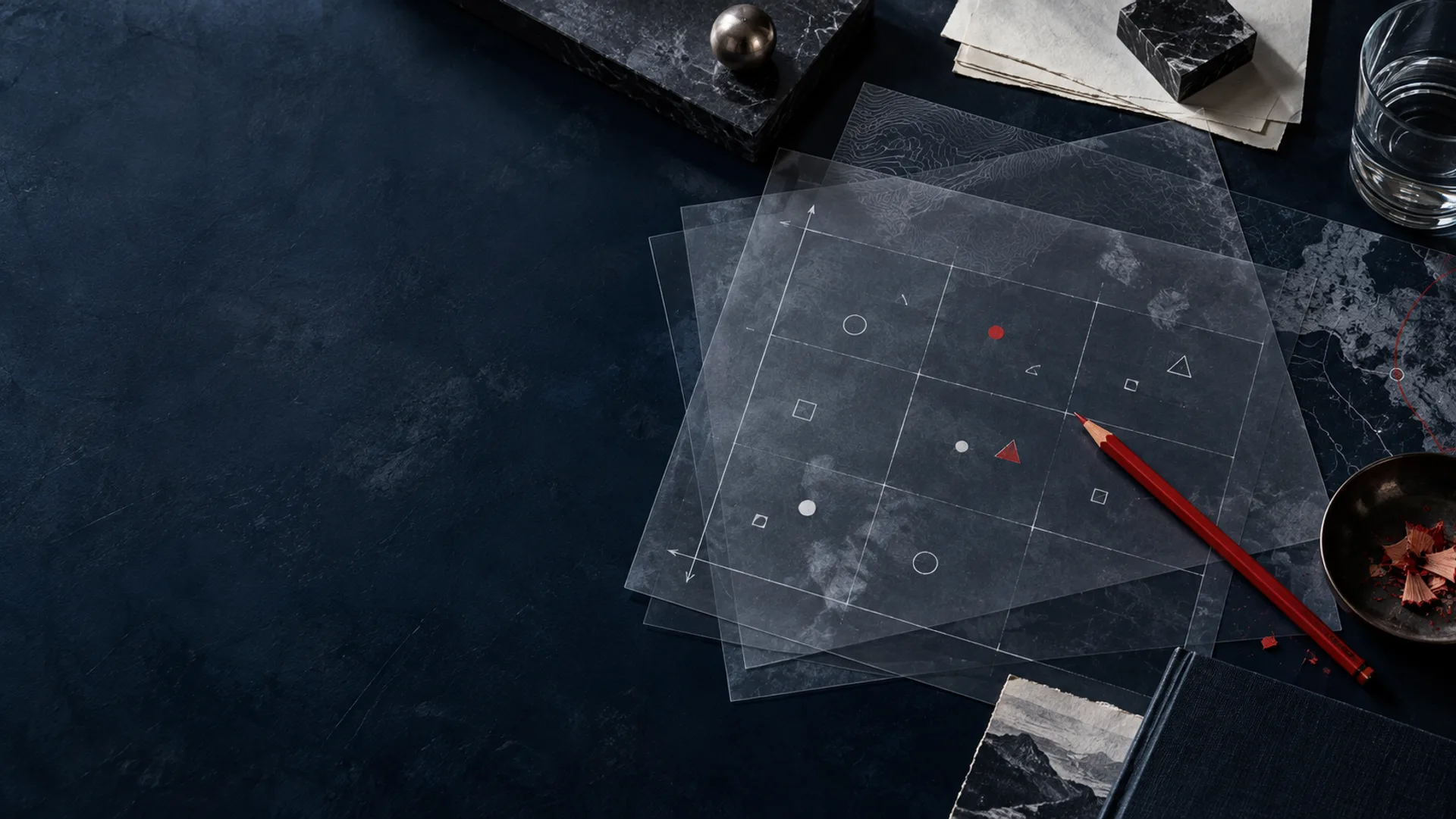 A strategy table with annotated plans and decision materials